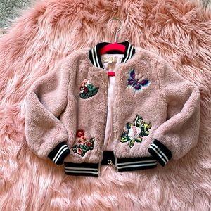 Girls Truly Me by Sara Sara Faux Fur Embroidered Bomber Jacket